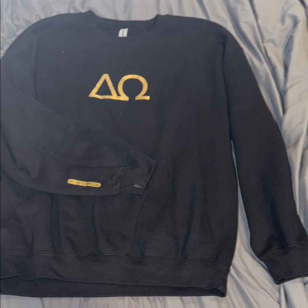 Gildan Black and Gold Crewneck Sweater with Greek Letters